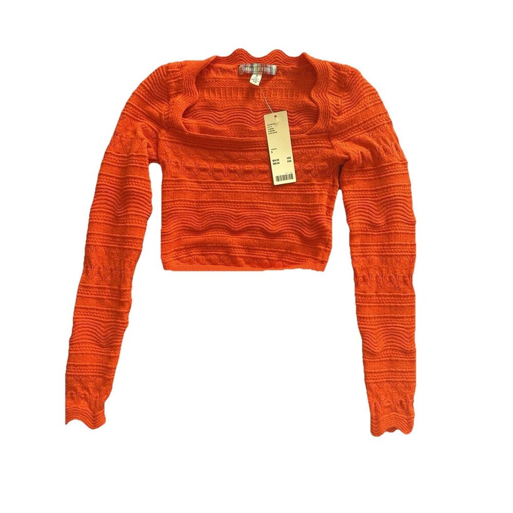 Urban Outfitters Knitted Squareneck Top, size S Orange